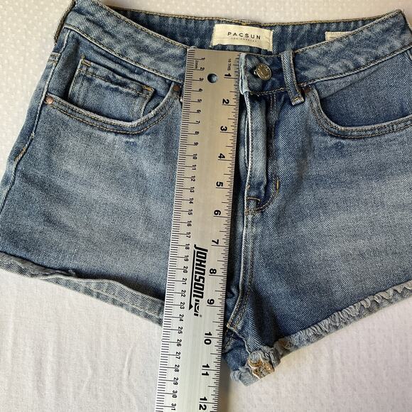 Pacsun Women Shorts 23 Blue Denim High Rise Short Shorts Frayed Hem - Picture 8 of 10